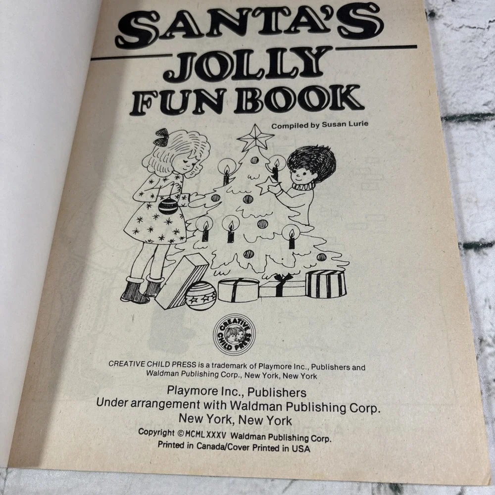 SANTA'S JOLLY FUN BOOK Creative Child Press 1985 Playmore Inc Waldman Unmarked